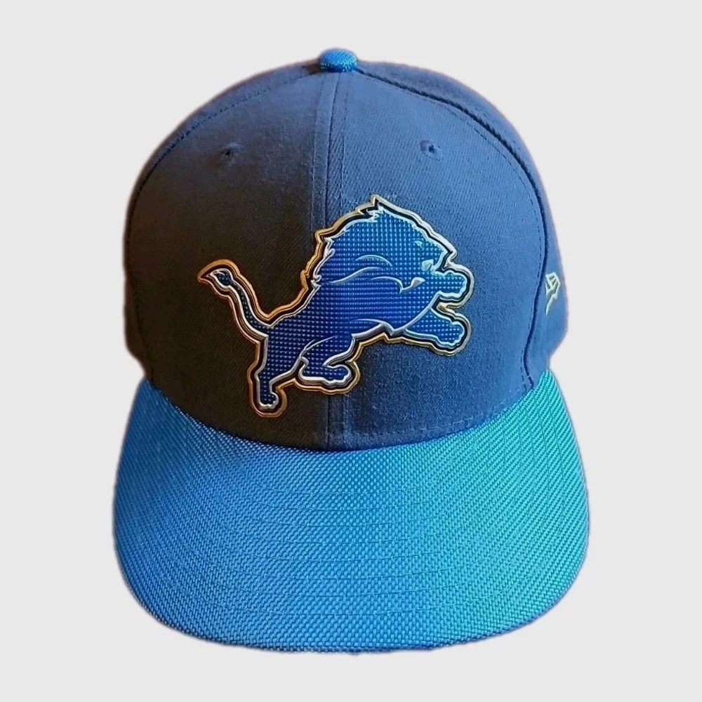 Era Detroit Lions Sz 7 3/8 Fitted Cap Hat NFL Football RARE GrayBLUE Color #1588